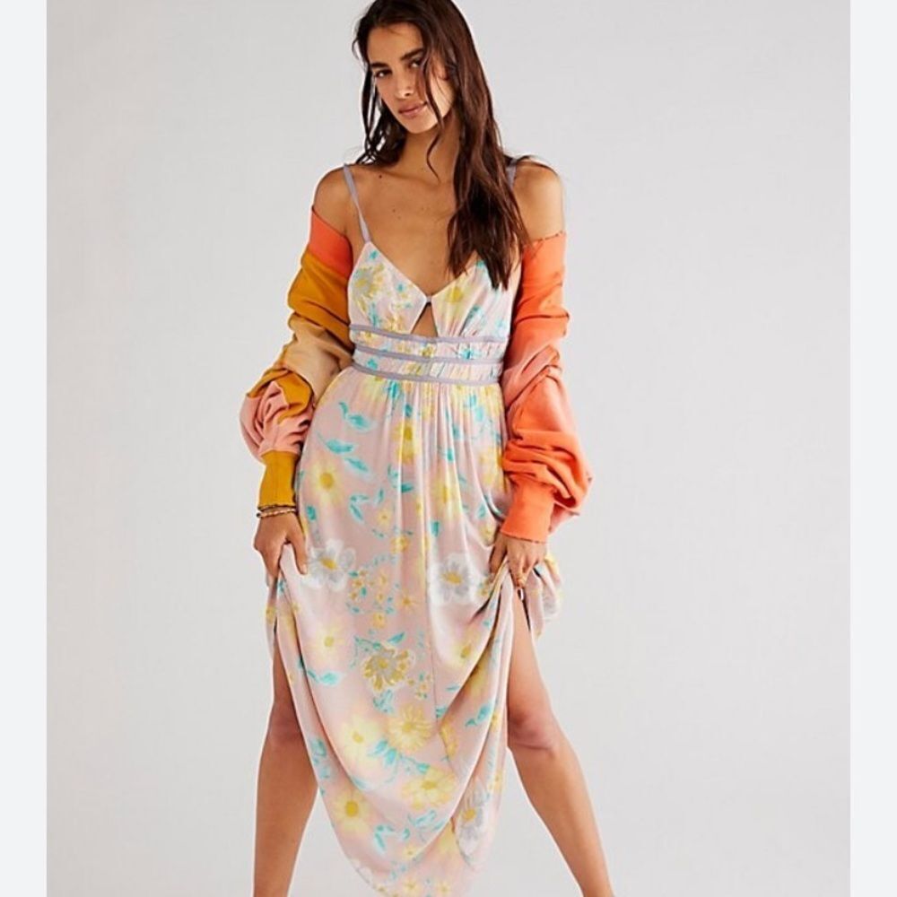 Free People Wisteria Floral Maxi Dress size Small